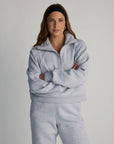undone half-zip sweatshirt