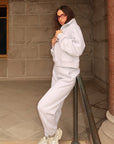 undone half-zip sweatshirt