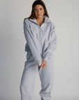 undone half-zip sweatshirt