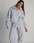undone half-zip sweatshirt