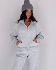 undone half-zip sweatshirt
