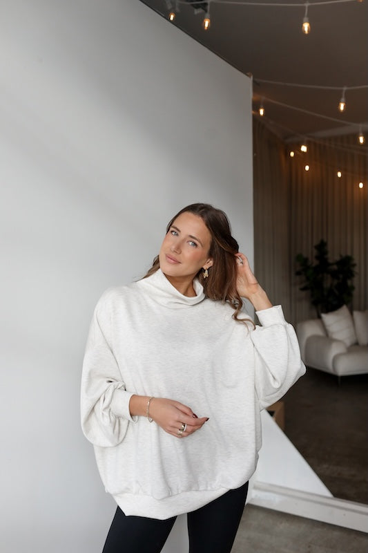 rerun mock neck sweatshirt