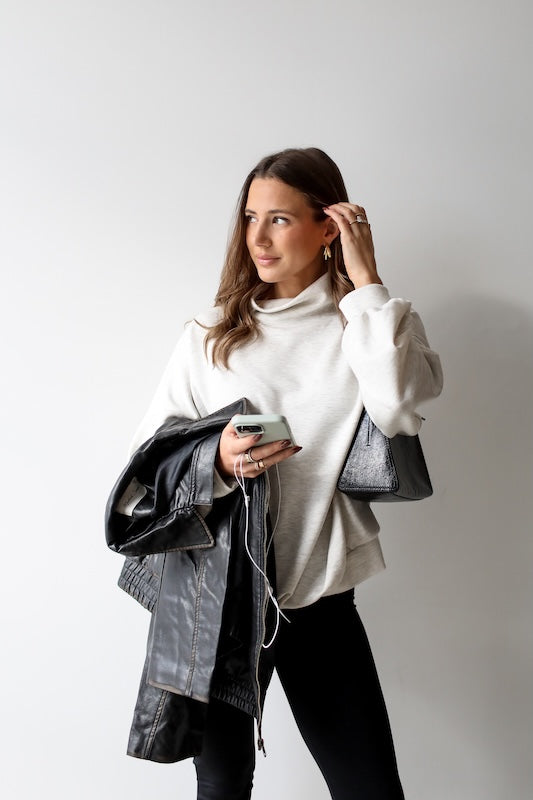 rerun mock neck sweatshirt