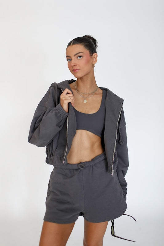 super crop terry jacket