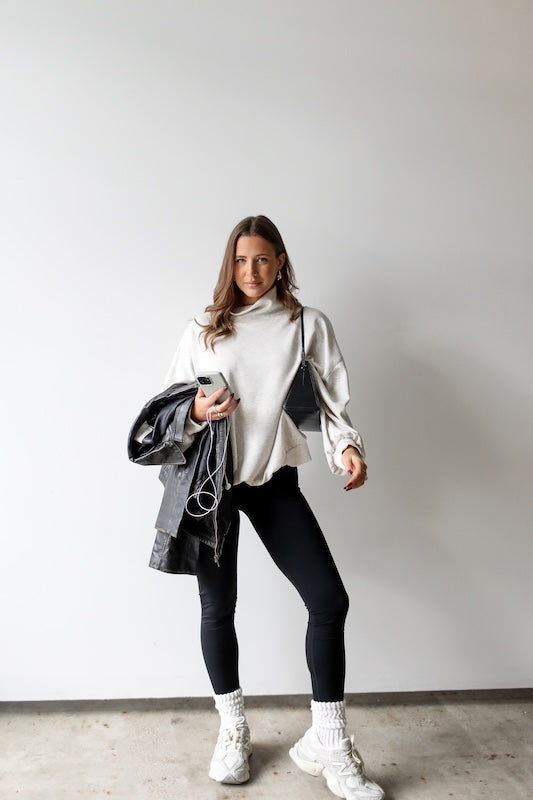 rerun mock neck sweatshirt