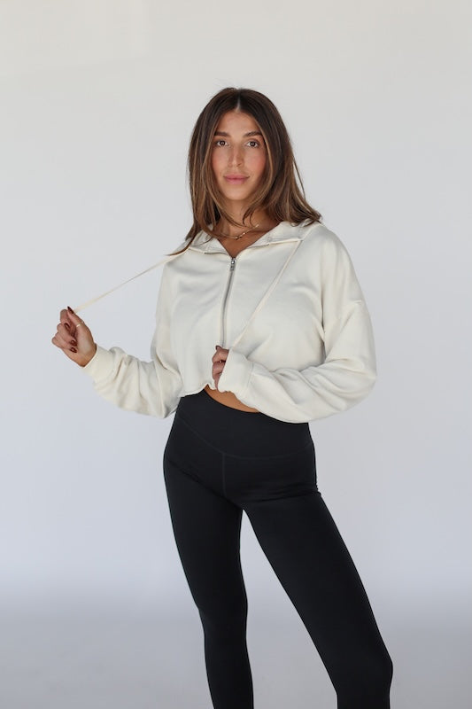 core cropped zip-up hoodie