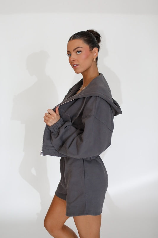 super crop terry jacket