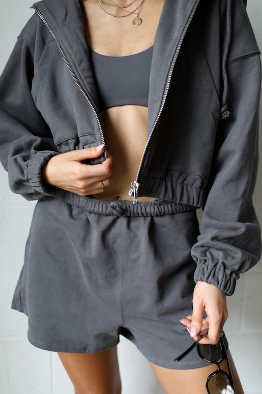 super crop terry jacket