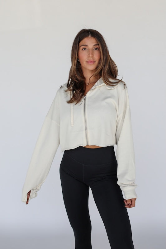 core cropped zip-up hoodie