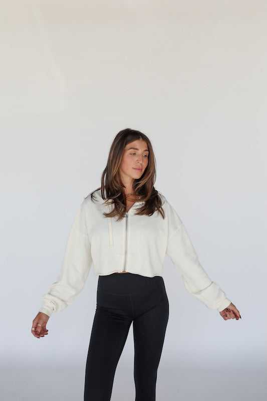 core cropped zip-up hoodie