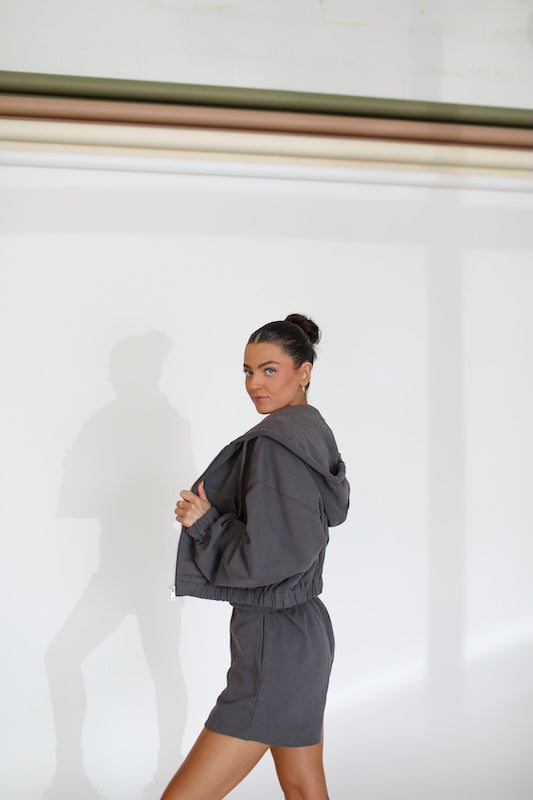 super crop terry jacket