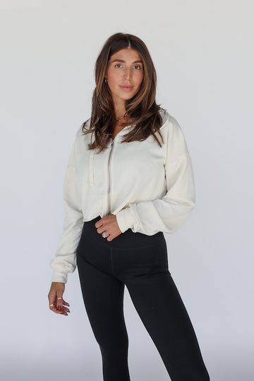 core cropped zip-up hoodie